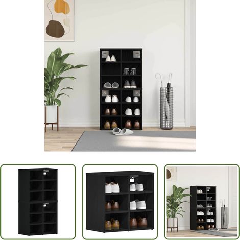 vidaXL Meuble de couloir -  Cabinet à chaussures 2 pcs Chêne noir 52 x 30 x 50,5 cm (1/5)