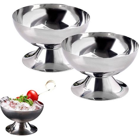 2 teiliges Eisbecher Set Edelstahl Eisschale Dessertschale Dessertbecher Eisschale Puddingbecher 10 x 10 x 6,2 cm leicht zu reinigen für Eis, Des (1/5)