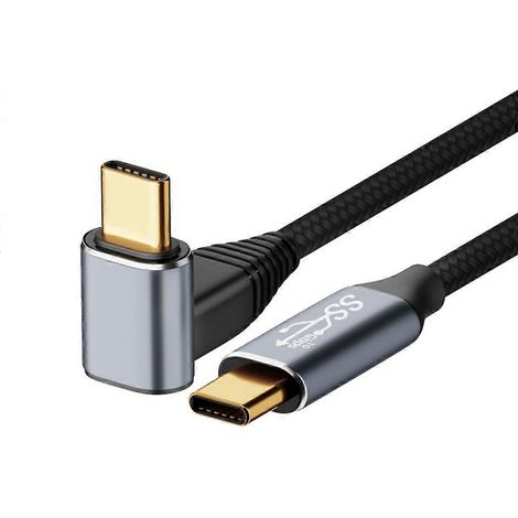 Câble USB-C Type C PD 100 W, connecteur coudé à 90°, charge rapide, 10 Gb/s, 3 m.