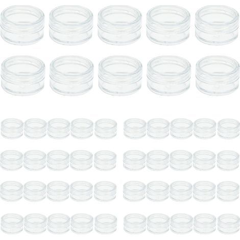 Lot de 50 mini boîtes vides tanspaentes de 5 ml avec bouchon à vis pou cosmétiques, baume à lèves (1/5)