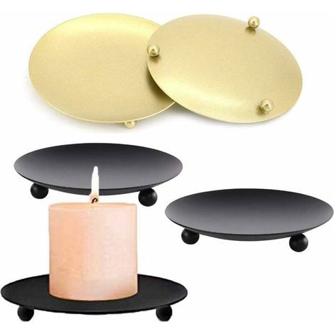 4pcs Iron Candle Holder Metal Candle Holder Black Plate Candle 11cm Diameter Candle Holder for Wedding Table Decoration (1/5)