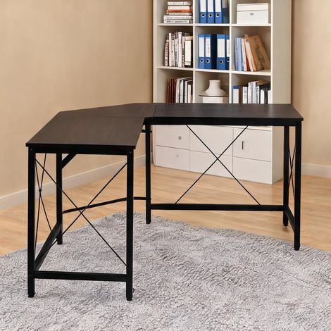 Bureau coloris noir en mDF acier 150 x 150 x 76 cm (1/5)