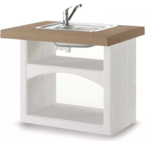cucina da esterno modulare palazzetti "brioni lavello" in cemento 90x70x78 cm