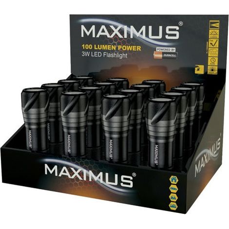 MAXIMUS Lampe torche 100lm 3W x16 unités (1/4)