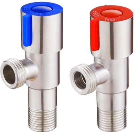 Robinet D'angle - Acier Inoxydable - Raccord G1/2 - Pour Eau Chaude Froide - 90 x 48 x 48 mm - 1 Pièce (1/4)