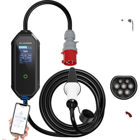 Cargador portátil para vehículos eléctricos, 11 kW de potencia, control mediante aplicación inteligente. (1/2)
