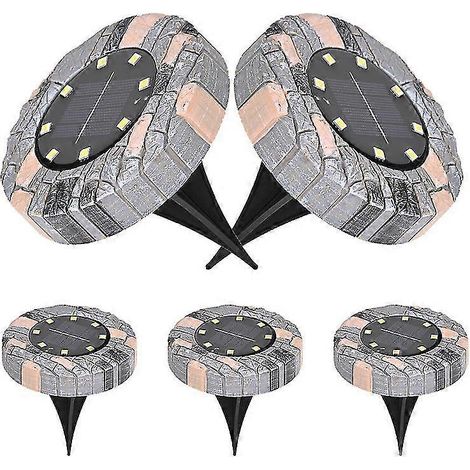 Lot de 4 lampes solaires LED pour sol, terrasse, jardin ou allée. (1/5)