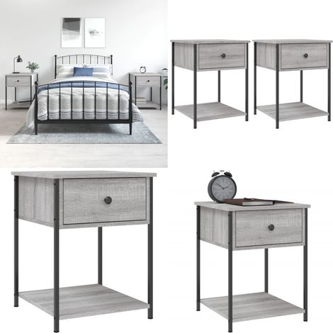 Nachttische 2 Stk. Grau Sonoma 44x45x58 cm Holzwerkstoff - Nachttisch - Grau - Wohnzimmer - Schlafzimmer - Holzwerkstoff - Home & Living (1/5)