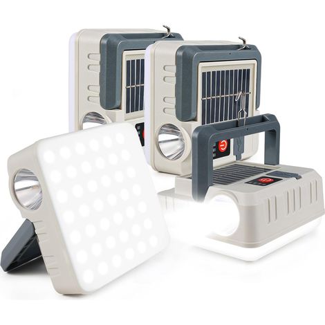 Lot de 4 lanternes solaires portables - Lanternes de secours en cas de panne de courant - Lampes de camping LED à 5 modes d'éclairage - Lampe de tente étanche IPX4 pour éclairage d'urgence en cas d'ou (1/4)
