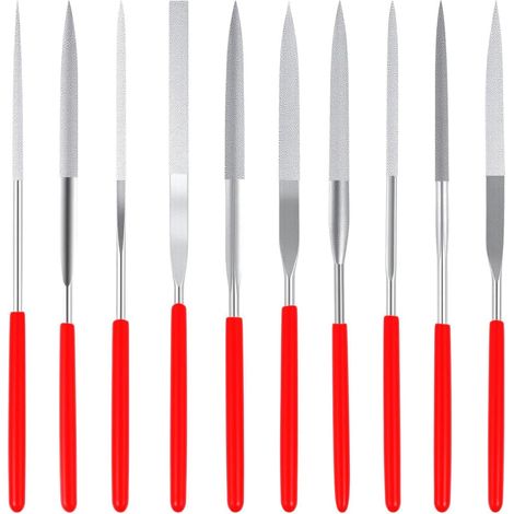 Set di 10 mini lime diamantate, design multiprofilo ad alta precisione, rivestimento in carburo di tungsteno, per la realizzazione di modelli in metallo per gioielli (3 mm x 140 mm) (1/5)