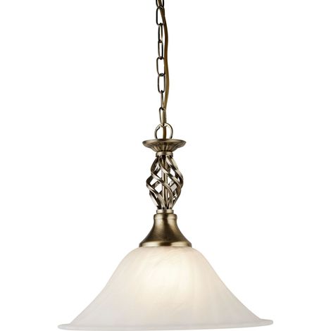 Suspension CAMEROON métal laiton antique et verre marbré E27 max 60w diamètre 33cm (1/3)