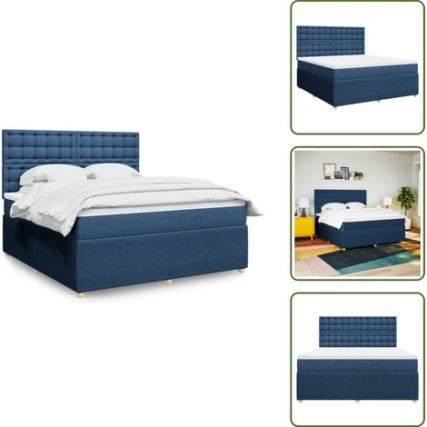 Cama azul - vidaXL Cama box spring con colchón tela azul 180x200 cm - Cama con cabecero ajustable