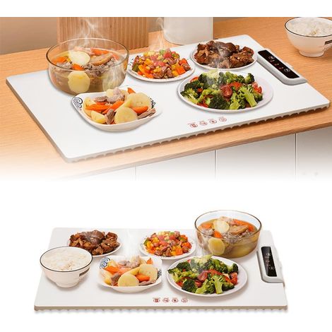 1 plateau chauffant électrique, réglable 60-100℃, pliable 23,9 x 14,9 x 0,3 po, silicone alimentaire, idéal buffet et réception (1/5)