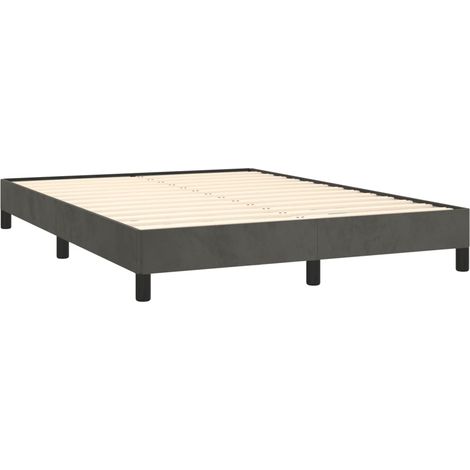 Cadre de lit sans matelas gris foncé 140x190 cm velours vidaXL (1/5)