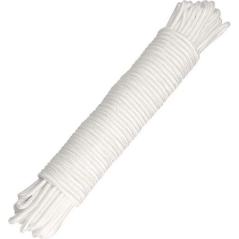 Corde torsadée en nylon blanc épais de 25 m et 6 mm, multifonctionnelle, idéale pour suspendre des objets lors de projets de jardinage, de bricolage, de camping ou de survie. (1/4)