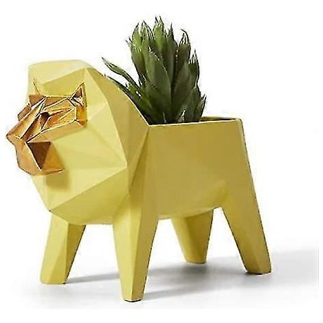 Statue de lion artistique en polyrésine, 23 cm, pouvant servir de pot de fleurs ou de décoration. (1/5)
