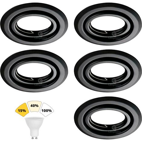 Lot de 5 Spot Encastrable Noir Mat 7W, 3 Intensités Réglables, Blanc Neutre 4000K (1/4)