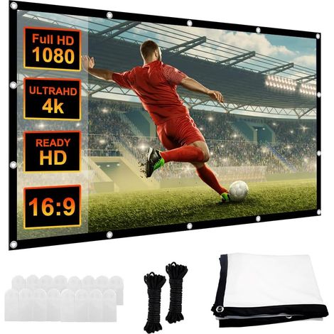 Écran de projection pliable 100", 16:9 HD 4K, écran de projection pliable, écran portable pour la maison, les événements sportifs, l'école, les réunions, le home cinéma (1/5)