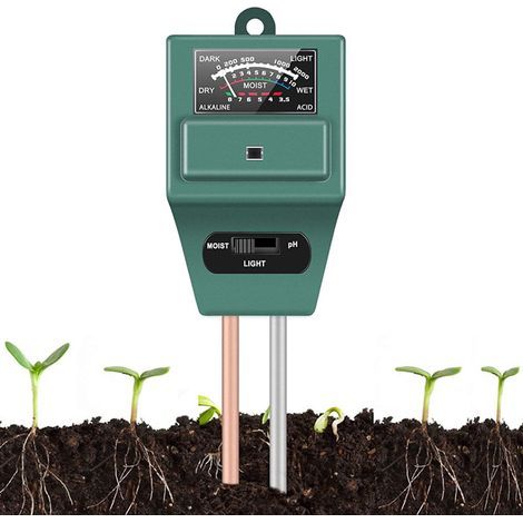 Boden-pH-Meter, MS02 3-in-1-Bodenfeuchtigkeits-/Licht-/pH-Tester, Gartenwerkzeug-Sets für die Pflanzenpflege, ideal für Garten, Rasen, Bauernhof, Innen- und Außenbereich (grün)