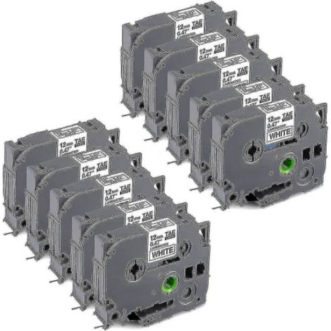 Lot de 10 rubans de rechange pour étiqueteuse Brother Tze-231 (compatibles avec les étiqueteuses Brother Tze-231)