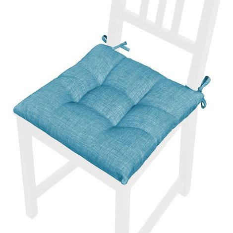 Cuscino Sedia Pastello Morbido Universale Coprisedia Cotone Imbottito 100% Made In Italy - Blu