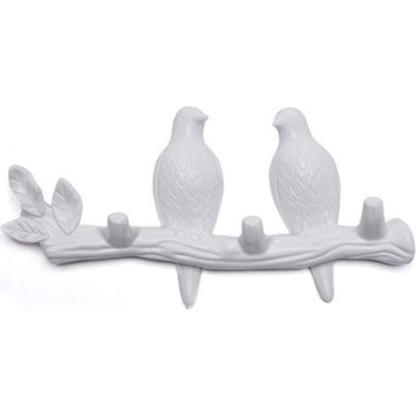 Perchero de pared con forma de pájaro - ganchos de resina, juego de 1 (tamaño mediano) (1/4)