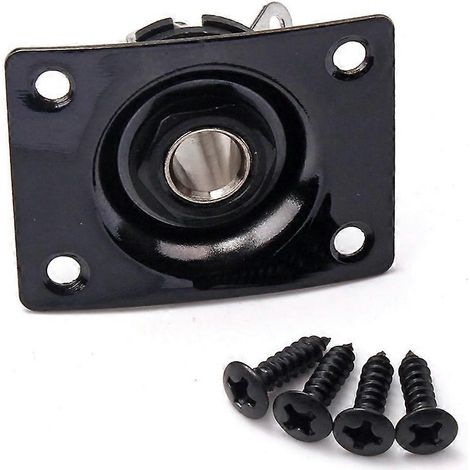 Prise jack de guitare 6,35 mm (1/4 pouce) en cuivre avec vis de fixation pour guitare électrique et basse (noir)-Black (1/3)