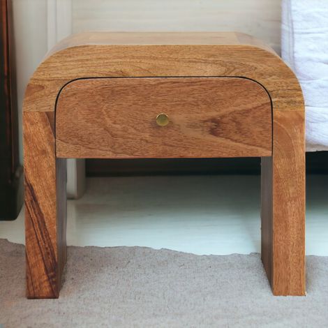 AS EASY Table de chevet Darcy en bois massif, 1 tiroir, Brun (1/5)