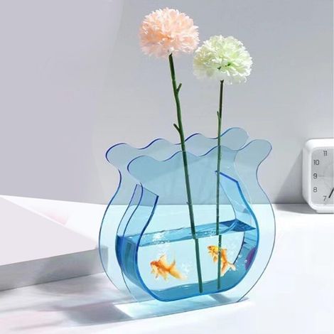 Aquarium en Vase - Grande Ménagerie - Transparent - épais - Design moderne - 21x22x6 cm - Verre acrylique - Intérieur ou bureau - Pour plantes et poissons