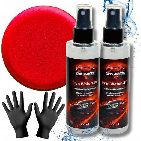 2x WaterOFF Hydrophobic Fluid für Autoscheiben 100ml + Schwamm und Handschuhe GRATIS (1/5)