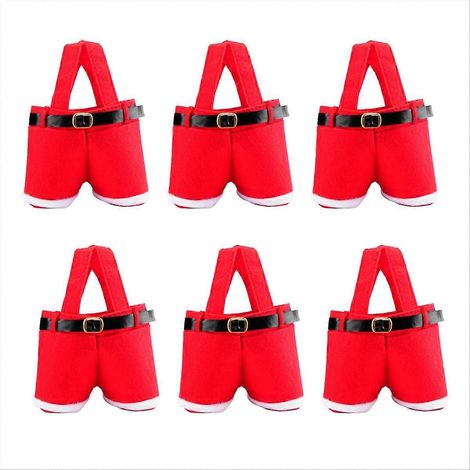 Lot de 6 sachets de bonbons de Noël avec pantalon de Père Noël, cadeau idéal pour un mariage (1/5)