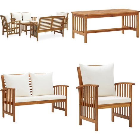 Salon de jardin 5 pcs avec coussins Bois d'acacia solide - Salon De Jardin - Mobilier De Jardin - Ensemble De Jardin - Meuble De Jardin - Acacia - Home & Living