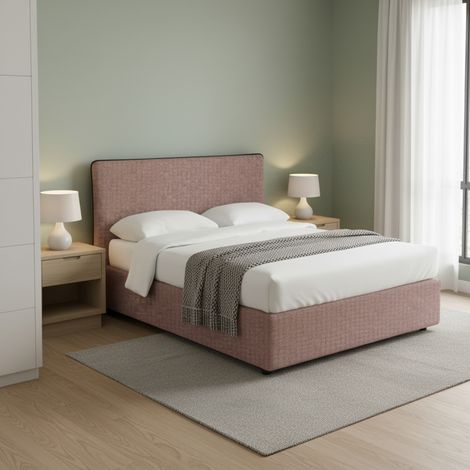 Letto Matrimoniale Tipton, Sfoderabile, Contenitore Made in Italy, Rosa Antico (1/5)