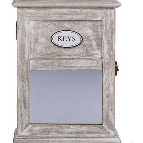 Boîtier Range-clés en bois avec miroir