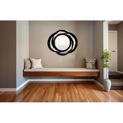 Miroir incassable en PVC haute densité modèle VORTEX couleur noir dimension 70x60 cm - Dimension : 70x60 cm (1/4)