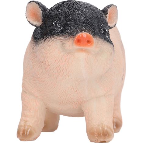 Statue de cochon mignon pour jardin, figurine animale en résine, sculpture d'extérieur, ornement de pelouse en résine, mini rose et noir (1/5)