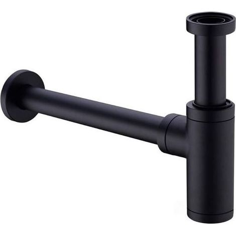 Siphon de lavabo laiton noir mat – Tube d'extension 200mm – 1 1/4 pouces – Joints en silicone anti-odeur et anti-fuite (1/5)