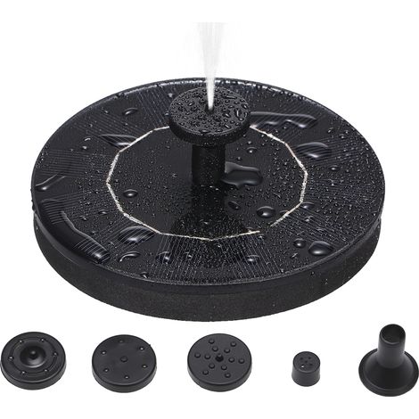 Fontaine solaire autoportante 6V 1W à monter soi-même, avec pompe et panneau solaire, idéale pour aquarium, petit bassin, jardin, terrasse ou piscine. (1/2)