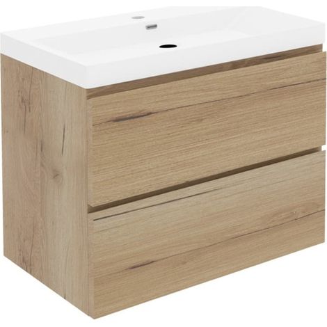 Ensemble meuble suspendu avec vasque - SAT - B-Way 59x50x45 cm - Chêne