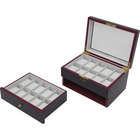 Uhrenorganisator, 20 Fächer, stilvolles Tischdesign, schwarz (1/2)