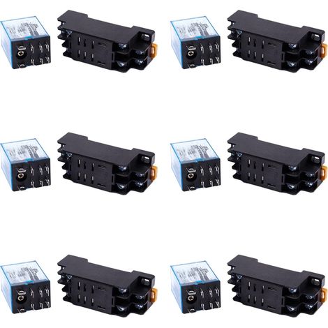 6X 12V DC Relais de Puissance Bobine DPDT LY2NJ HH62P-L JQX-13F 10A avec PTF08A Douille Base (1/5)