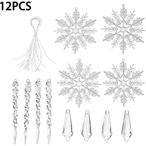 Acrylic Snowflake Ornaments Shatterproof 12/24-Pack For Christmas Tree (1/5)
