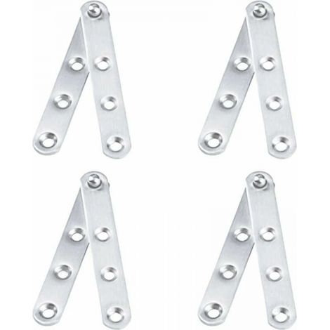 Ensemble de 4 charnières pour portes battantes (80 x 16 mm) en acier inoxydable (1/3)