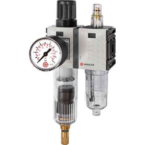 Riegler Wartungseinheit 2-tlg. »FUTURA-mini«, PC-Beh., Standardmanometer, G 1/4, 0,5-10, VA (1/4)