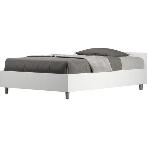 Letto 1 Piazza e Mezzo 120x190 cm con Rete e Contenitore Nuamo Bianco Frassino (1/5)