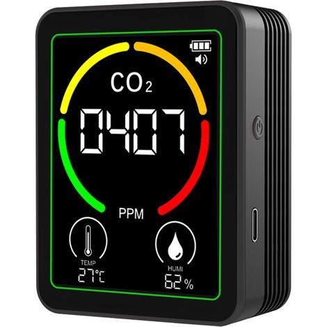 Monitoraggio della qualità dell'aria interna 3 in 1, display a colori HD, batteria da 1200 mAh, limite di rilevamento minimo di 0,001 mg/m³, adatto per casa e ufficio, nero (1/5)