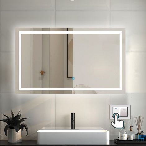 Espejo de baño Aica LED 100×60cm, antivaho, brillo regulable, función memoria, tres temperaturas de color (1/5)