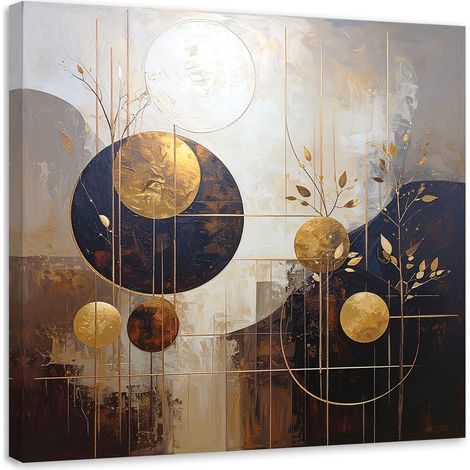 Wandbild Abstrakt Kreise Blätter braun beige 20x20 (1/5)