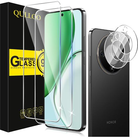 Verre Trempé pour Honor Magic 8 Lite, 2 Pièces Protecteur D'écran et 2 Caméra Arrière Protecteur pour Magic8 Lite, 9H Dureté Film Protection Écran HD Clarté Anti Rayures Vitre Protection (1/5)