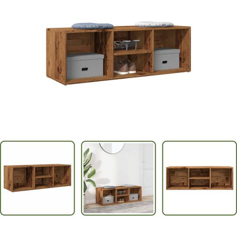 Schuhregal - Schuhbank Altholz-Optik 105x35x35 cm Holzwerkstoff (1/5)